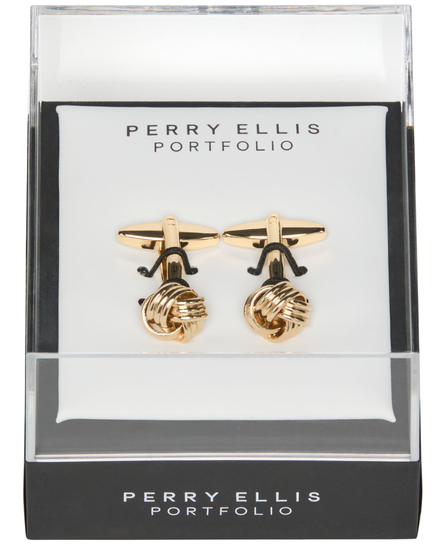 Мужские запонки Perry Ellis Portfolio Polished Knot Cufflinks, цвет: Полированный золотой — фото 3