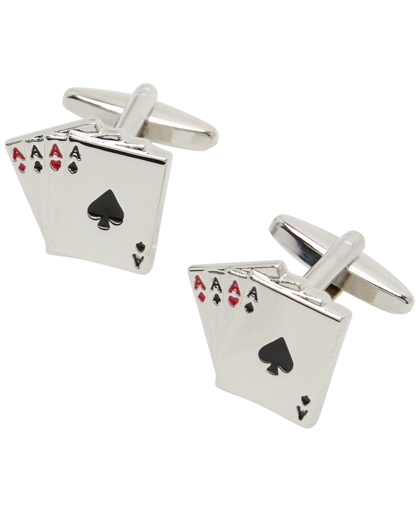 Мужские запонки Perry Ellis Portfolio Silver-Tone Poker Cufflinks, цвет: Серебряный — фото 1