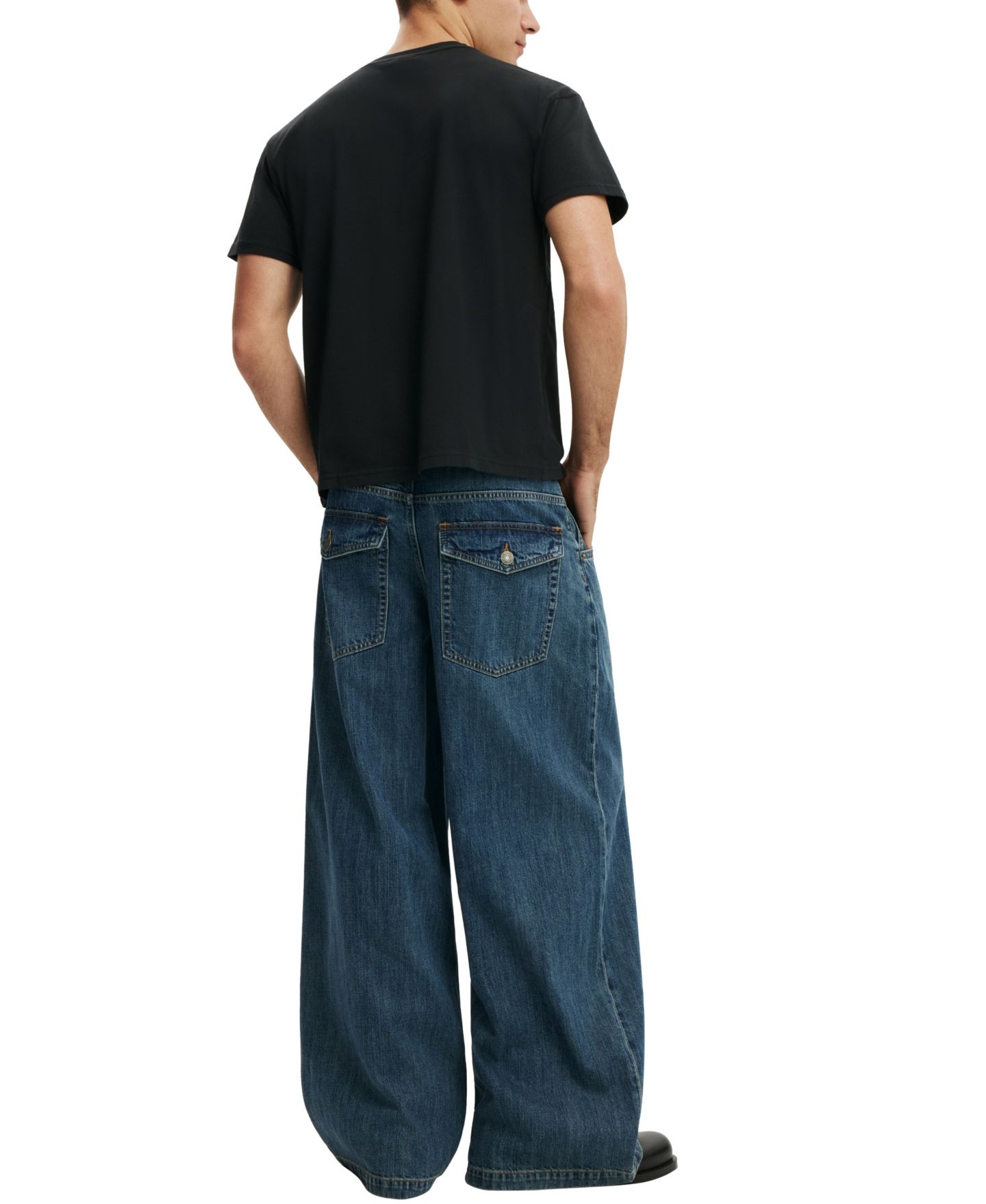Мужские джинсы COTTON ON Y2K Wide-Leg Baggy, цвет: Угольный синий — фото 6