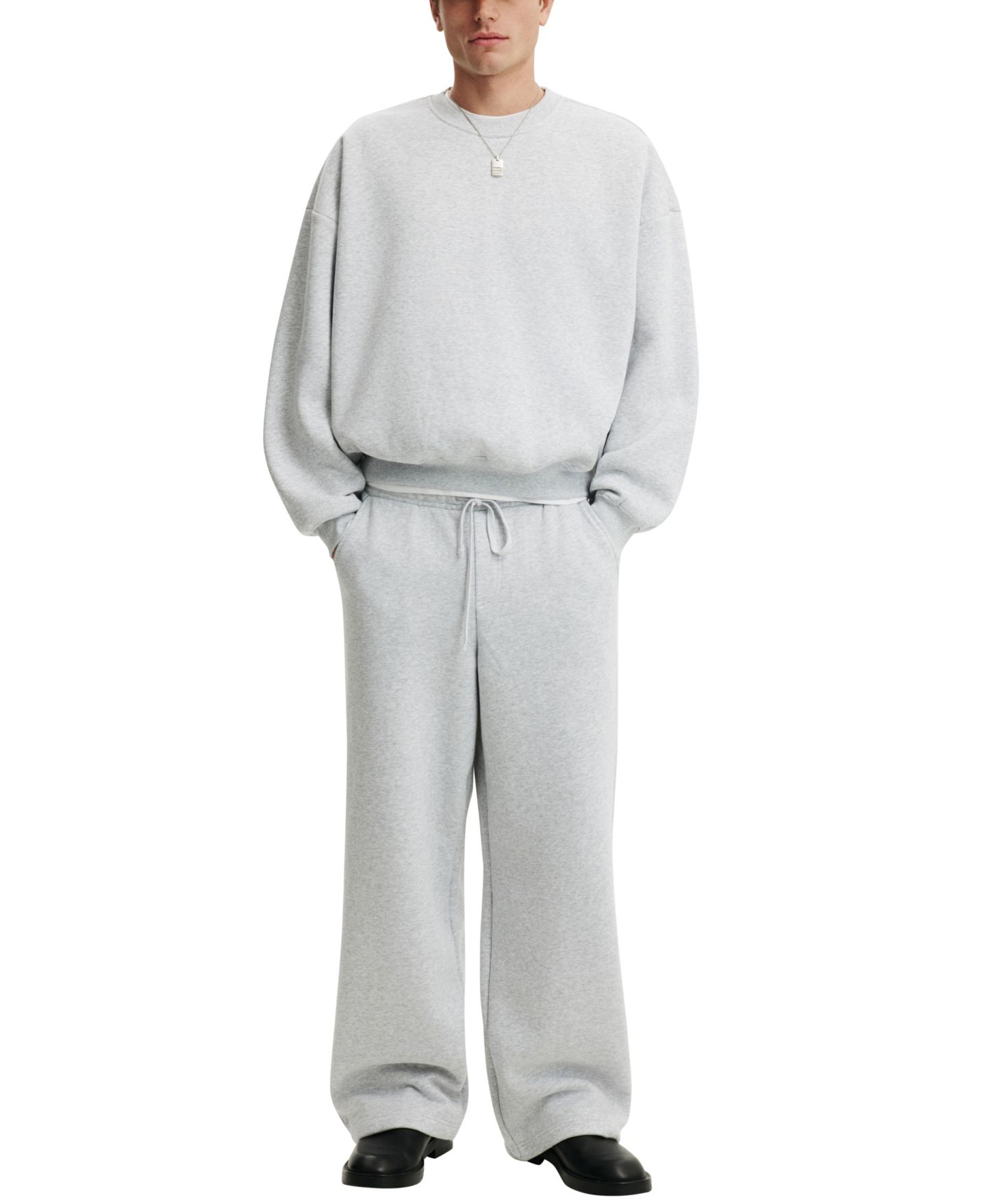 Мужской свитер Cotton On Oversized Cotton-Blend Crew, цвет: Серый — фото 5