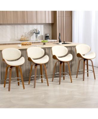 Swivel Bar Stools Set of 4, 26 Inches Mid-Century Modern Counter Height Bar Stools