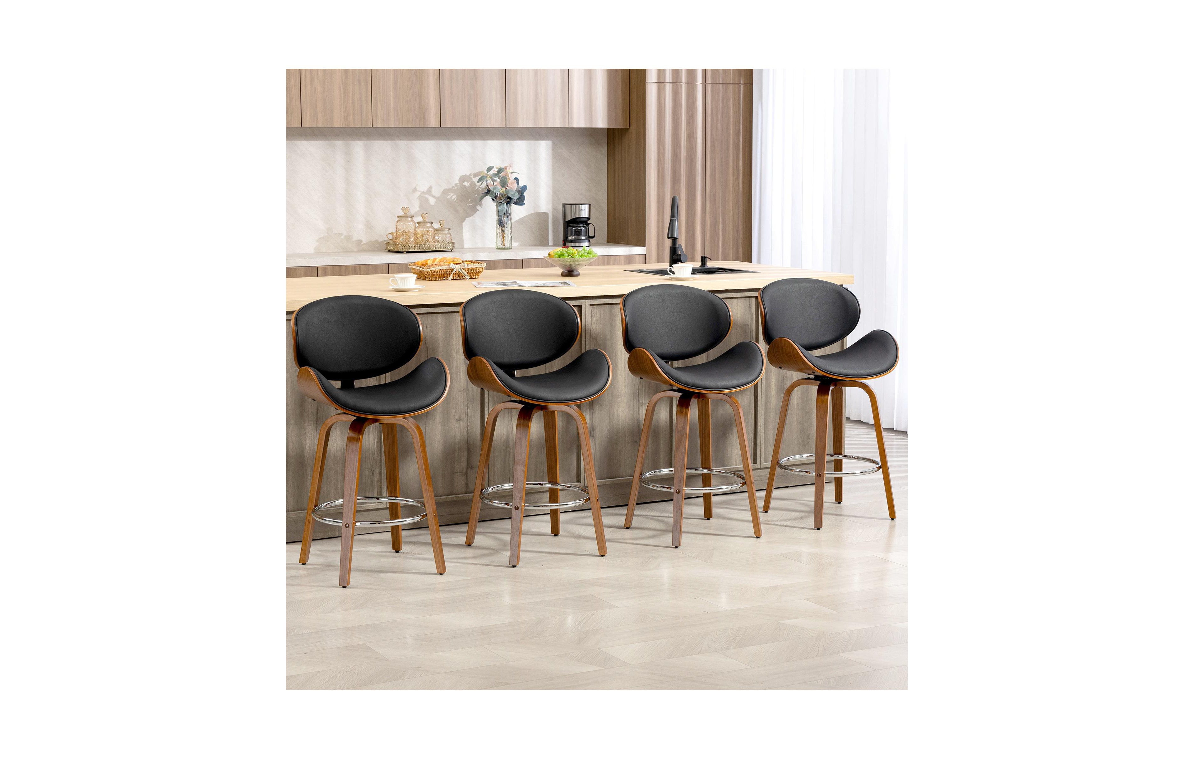 Dyhome Swivel Bar Stools Set of 4, 26 Inches Mid-Century Modern Counter Height