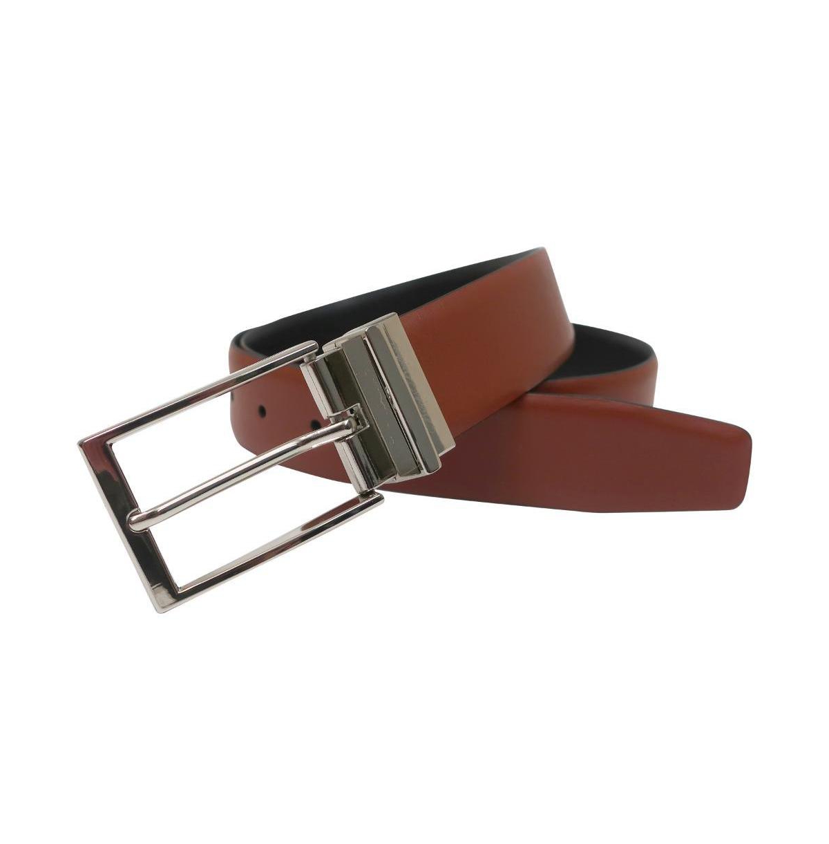 B by Brooks Brothers Men's Made in Italy Reversible Nappa Leather Belt - Cognac/black