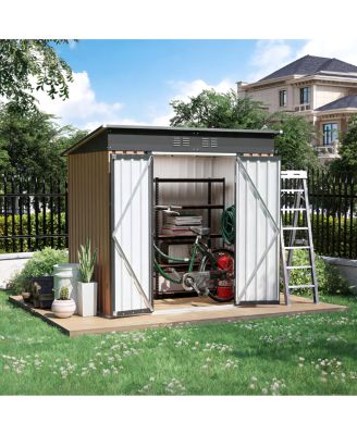 6x4 FT Metal Garden Shed with Pent Roof