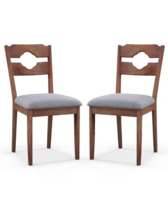 Dining Chair Set of 2 Fabric Upholstered Kitchen Chairs with Padded Seat and High Back