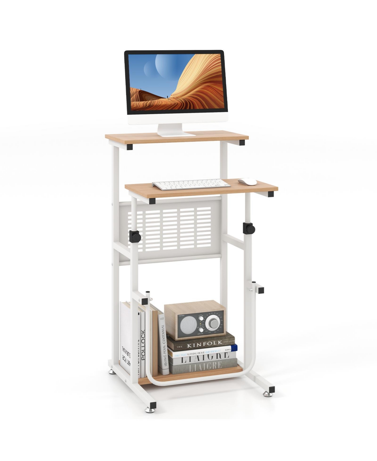 Mecale Standing Desk for Small Space Sit Stand Desk with Height Adjustable Desktop - Natural