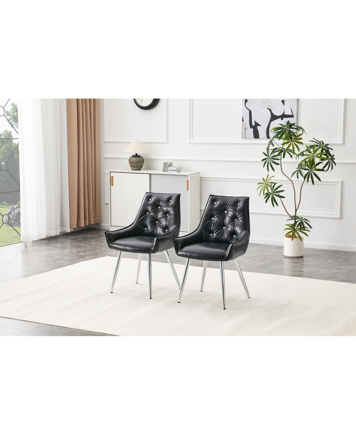 Streamdale Furniture Crocodile Pu Leather Accent Chair with Chrome Legs