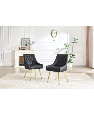 Modern Diamond Tufted Leather Dining Chairs