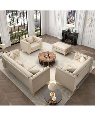 Light Luxury Modular Chesterfield Sofa with 6 Pillows