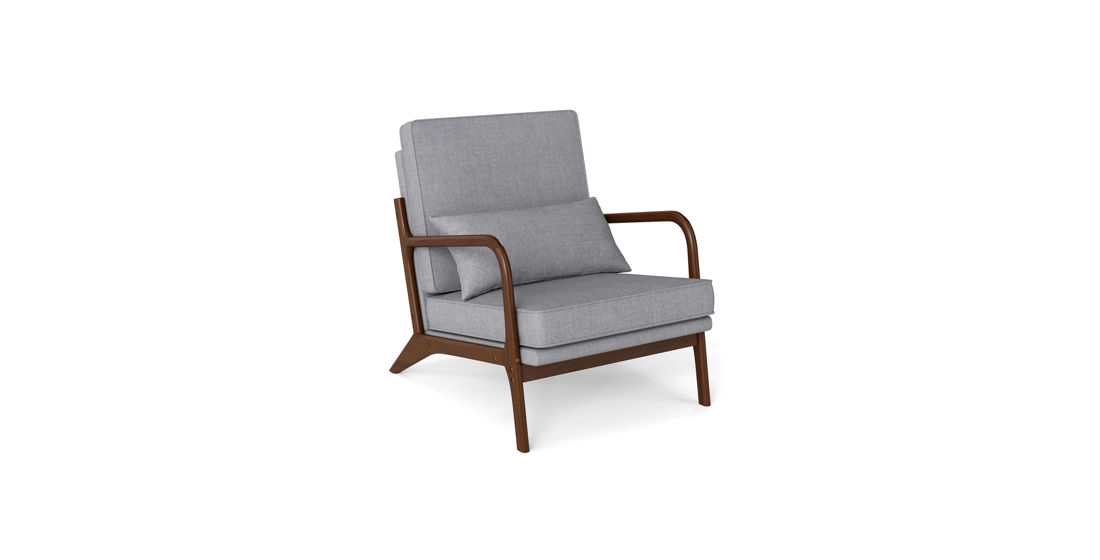 Mecale Modern Accent Chair with Rubber Wood Armrests and Removable Back
