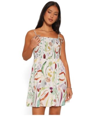Women's Gresha Square-Neck Smocked Sleeveless Mini Dress