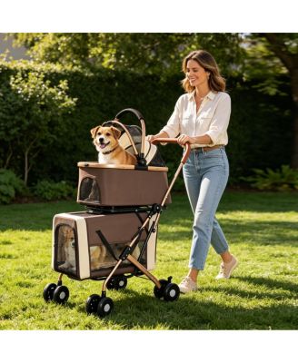 Double Pet Stroller for Dogs and Cats, 2 Tier Detachable Pet Carrier