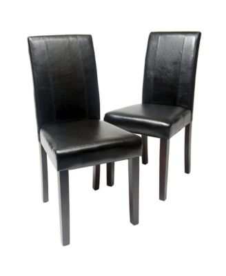 Urban Style Solid Wood Leatherette Padded Parson Chair, Set of 2