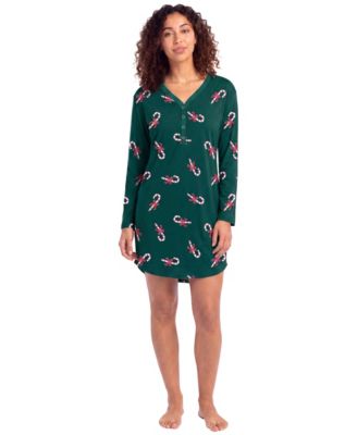 Women's Cozy Luxe Long Sleeve V-Neck Henley Sleep Shirt