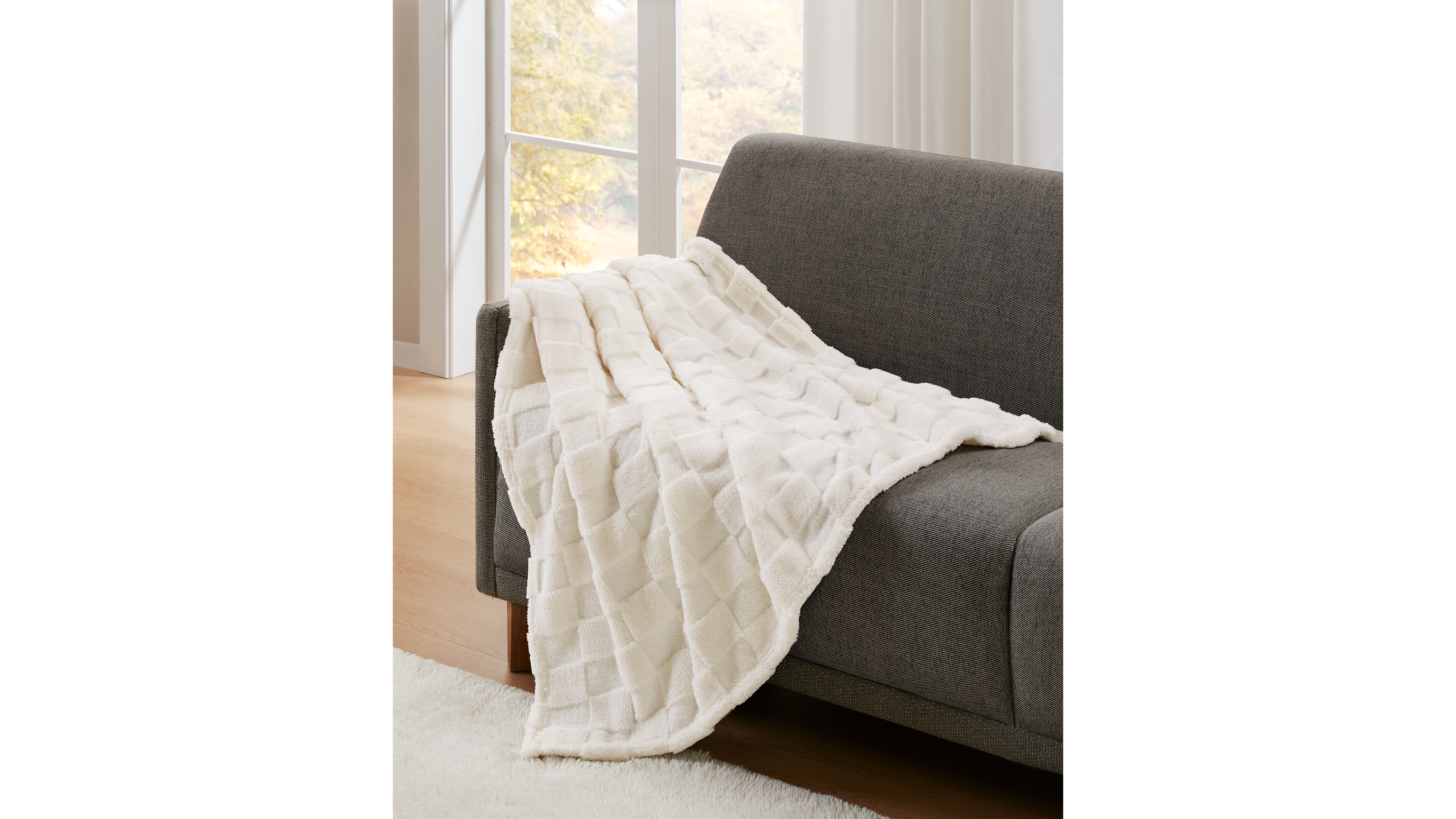 Premier Comfort Cozy Check Jacquard Sherpa Throw, 50" x 60"