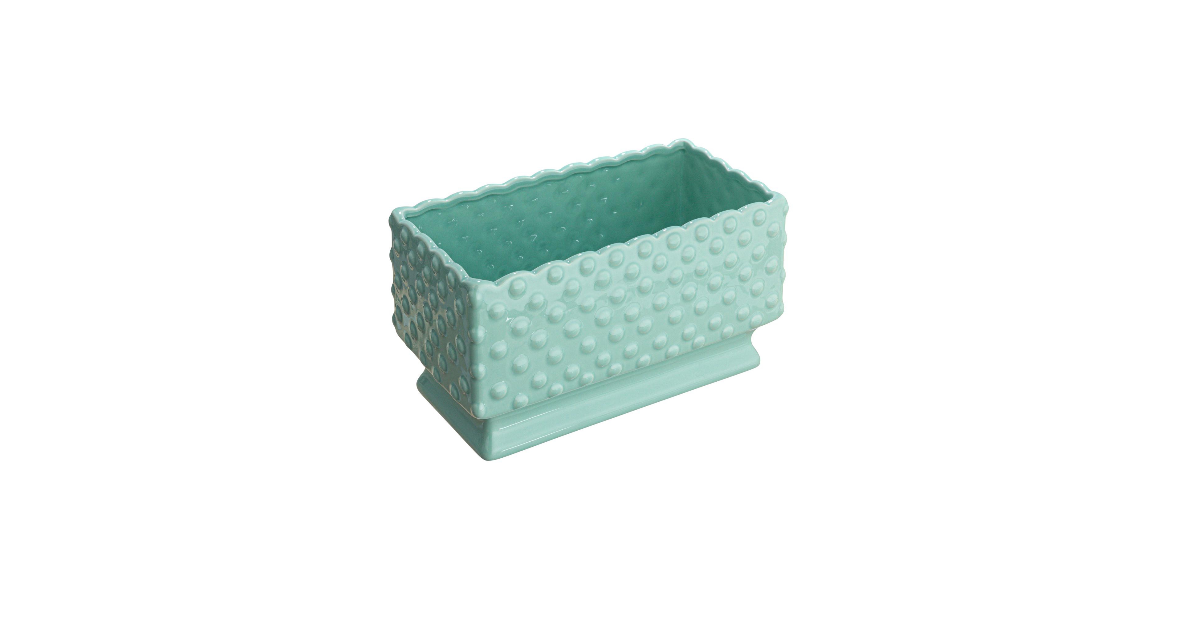Storied Home Ceramic Hobnail Planter with Scalloped Edge and Polka Dots