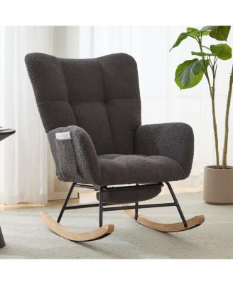 Teddy Fabric Wingback Glider Rocker and Ottoman Set