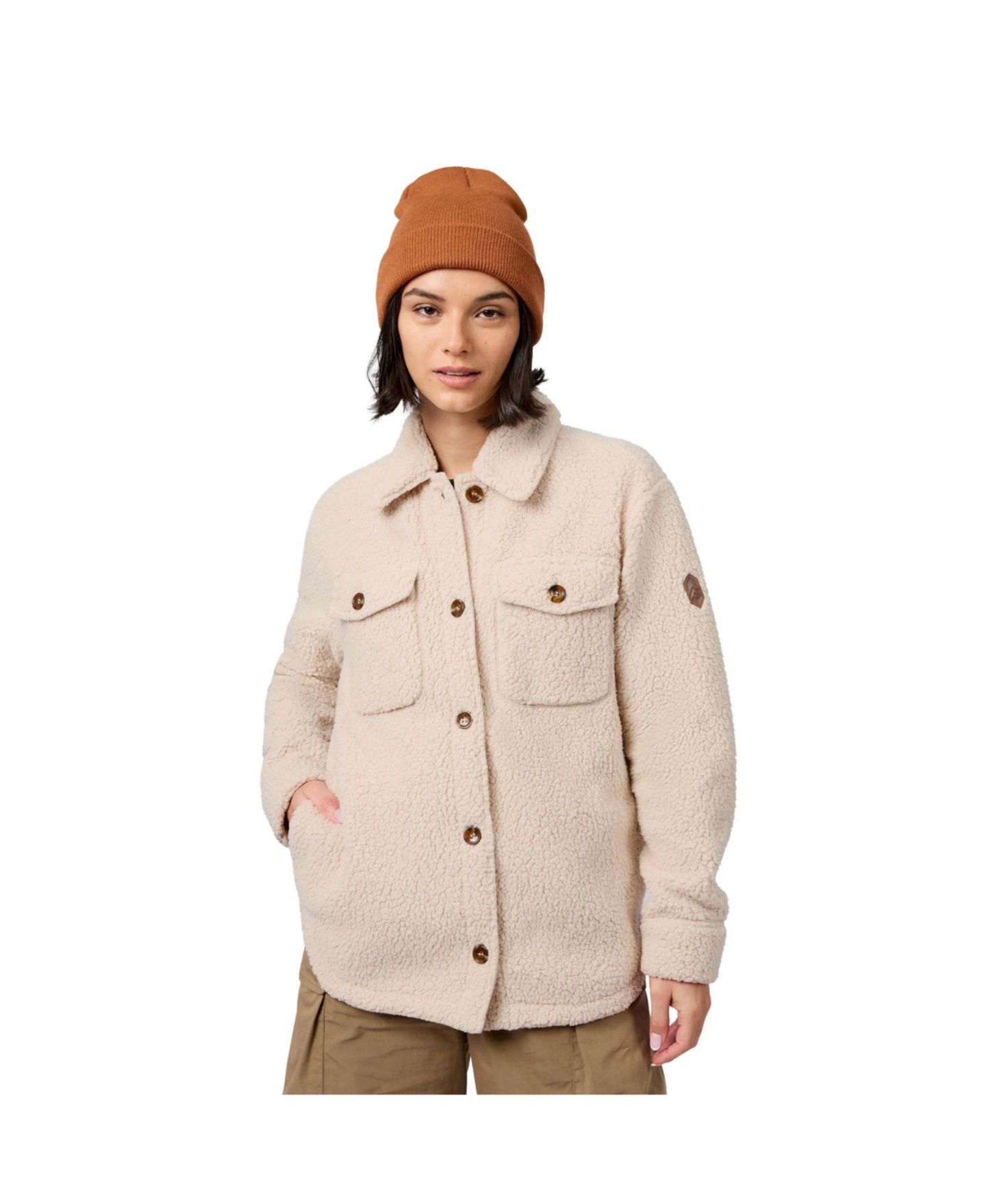 Женские куртки Free Country High Pile Shacket, цвет: Бисквитный — фото 2