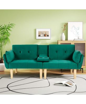72" Foldable Velvet 2-Person Sofa Couch