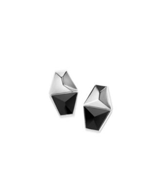 Black Agate Echo Triangular Studs