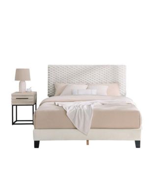 Findlay 2-Piece Bedroom Set, Plush 3D Upholstered Bed with Nightstand
