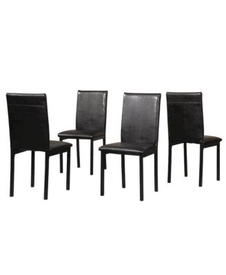 Noyes Faux Leather Seat Metal Frame Black Dining Chairs, Set of 4