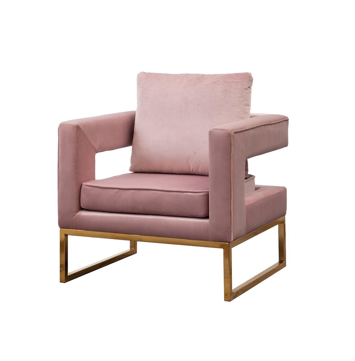 Roundhill Furniture Lenola Contemporary Upholstered Accent Arm Chair - Pink