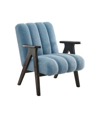Rella Modern Teddy Sherpa Accent Chair with Espresso Wood Frame