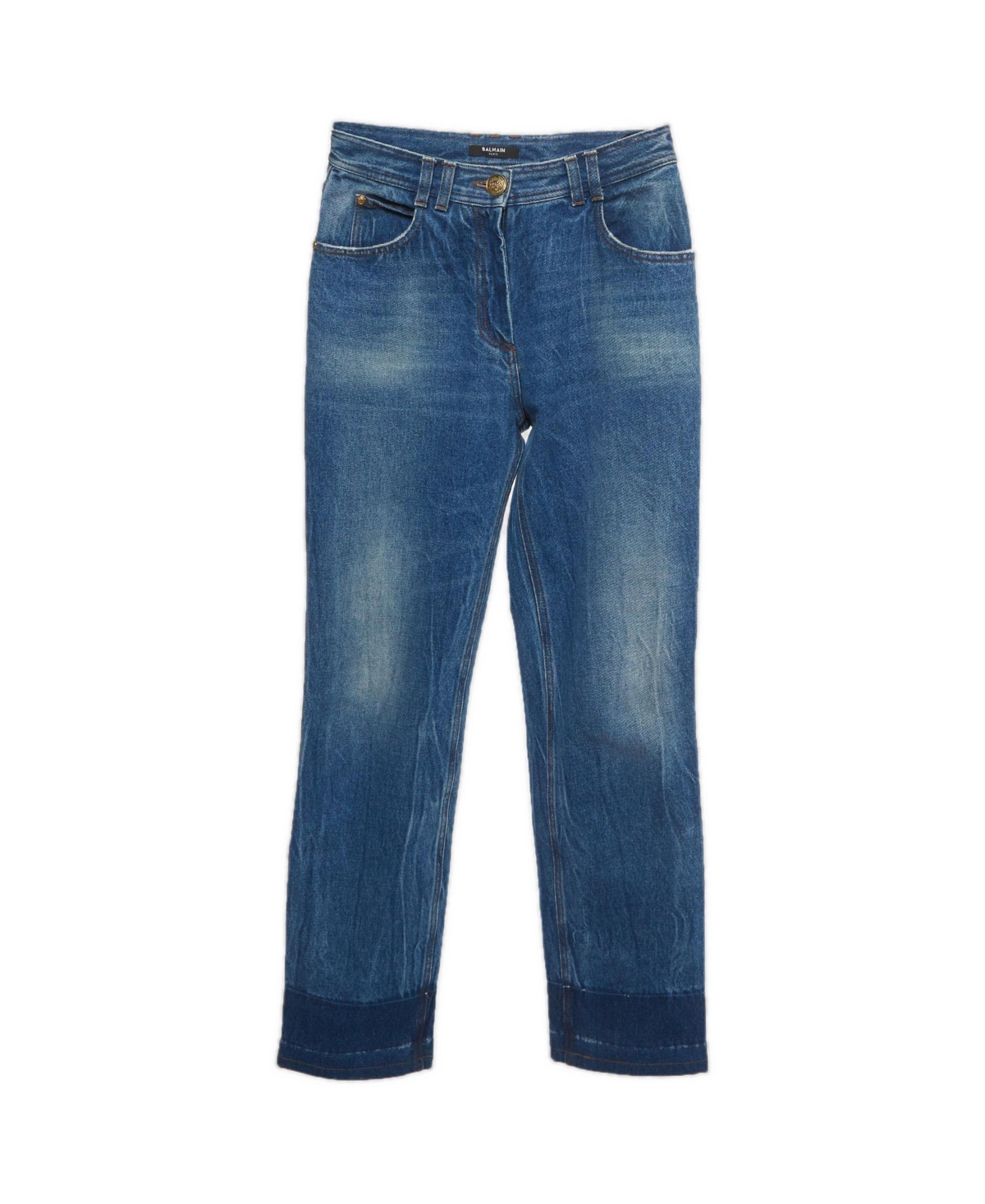 Pre-Owned Balmain Men's Straight-Leg Mid-Rise Denim Jeans