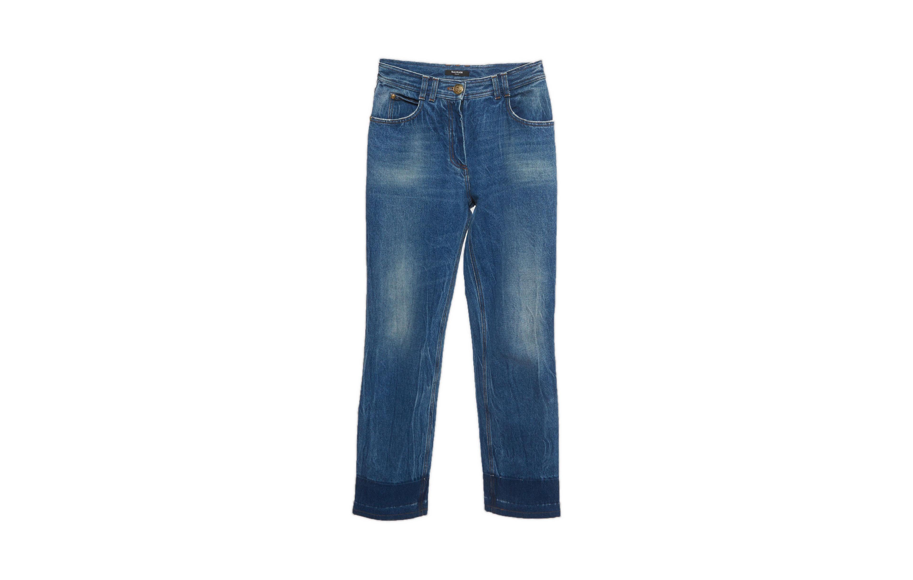 Pre-Owned Balmain Men's Straight-Leg Mid-Rise Denim Jeans