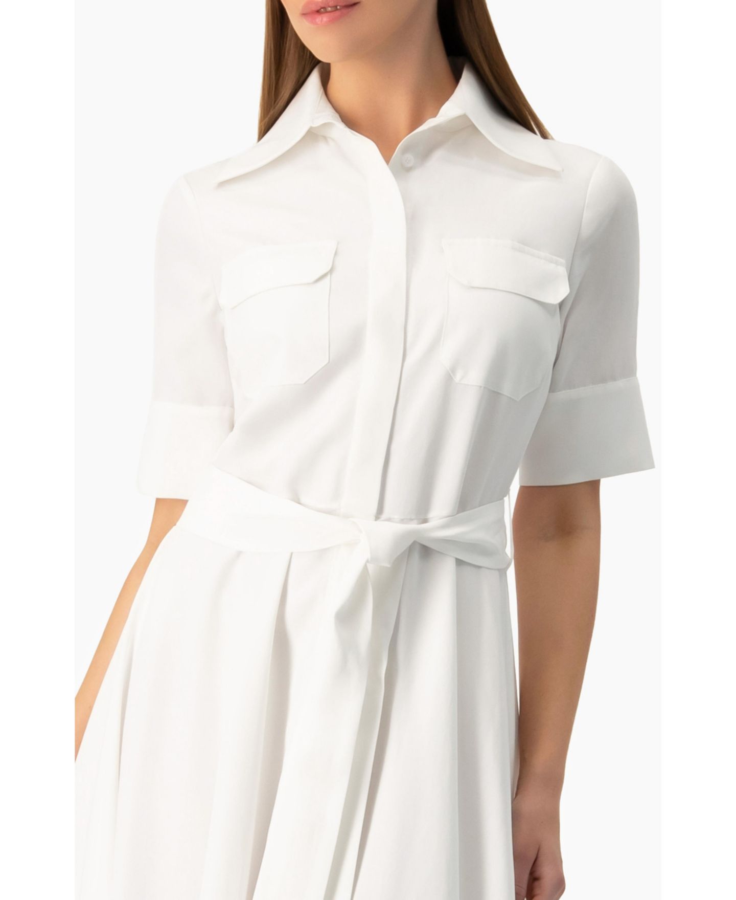 Женское платье Ivonne Patch-Pocket Belted Button-Front Midi Shirt Dress, цвет: Белый — фото 4