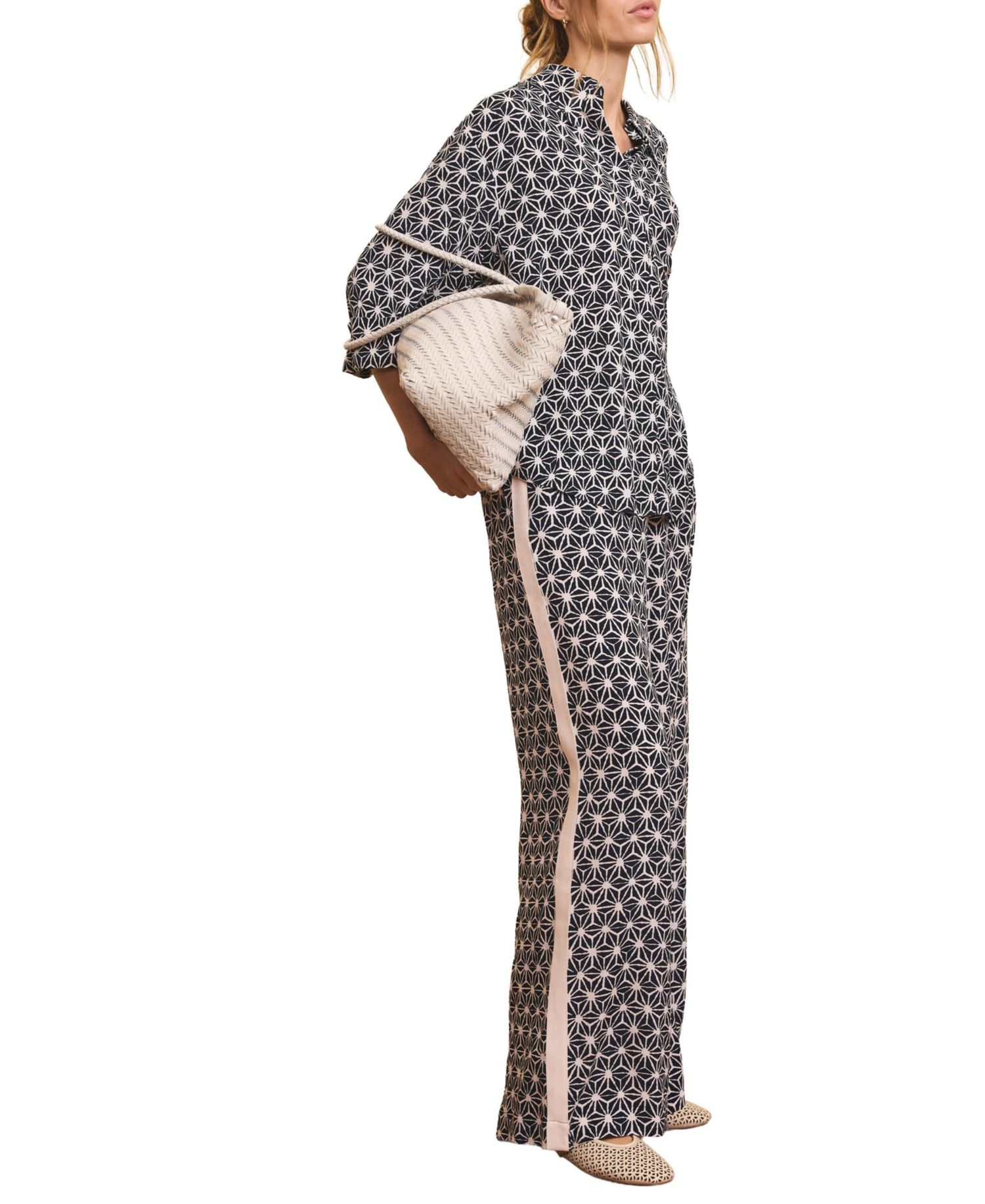 Women's Geometric-Print High-Rise Wide-Leg Trousers