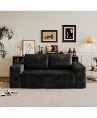 63" Corduroy Loveseat Sofa,2 Seater Ergonomic Deep Seat Couch,600lbs Load Bearing Leisure Sofa  No Assembly for Living Room Bedroom Apartment