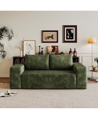 63" Corduroy Loveseat Sofa,2 Seater Ergonomic Deep Seat Couch,600lbs Load Bearing Leisure Sofa  No Assembly for Living Room Bedroom Apartment
