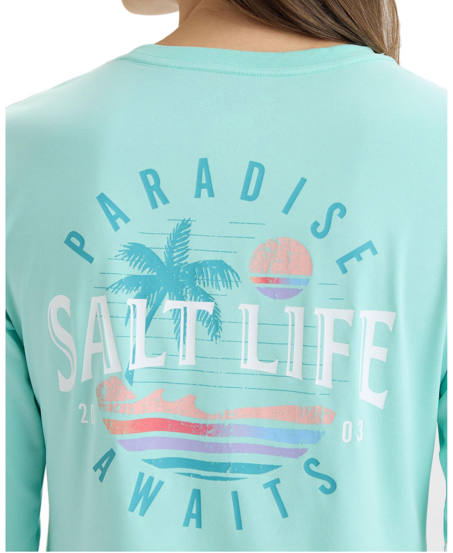 Женская футболка Salt Life Paradise Awaits Performance Long Sleeve, цвет: Меланжевый — фото 5