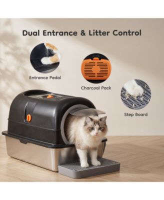 double-entry convertible lid cat litter box