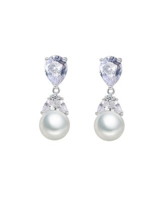Crystal and Faux Pearl Silver-Tone Lumi Drop Earrings