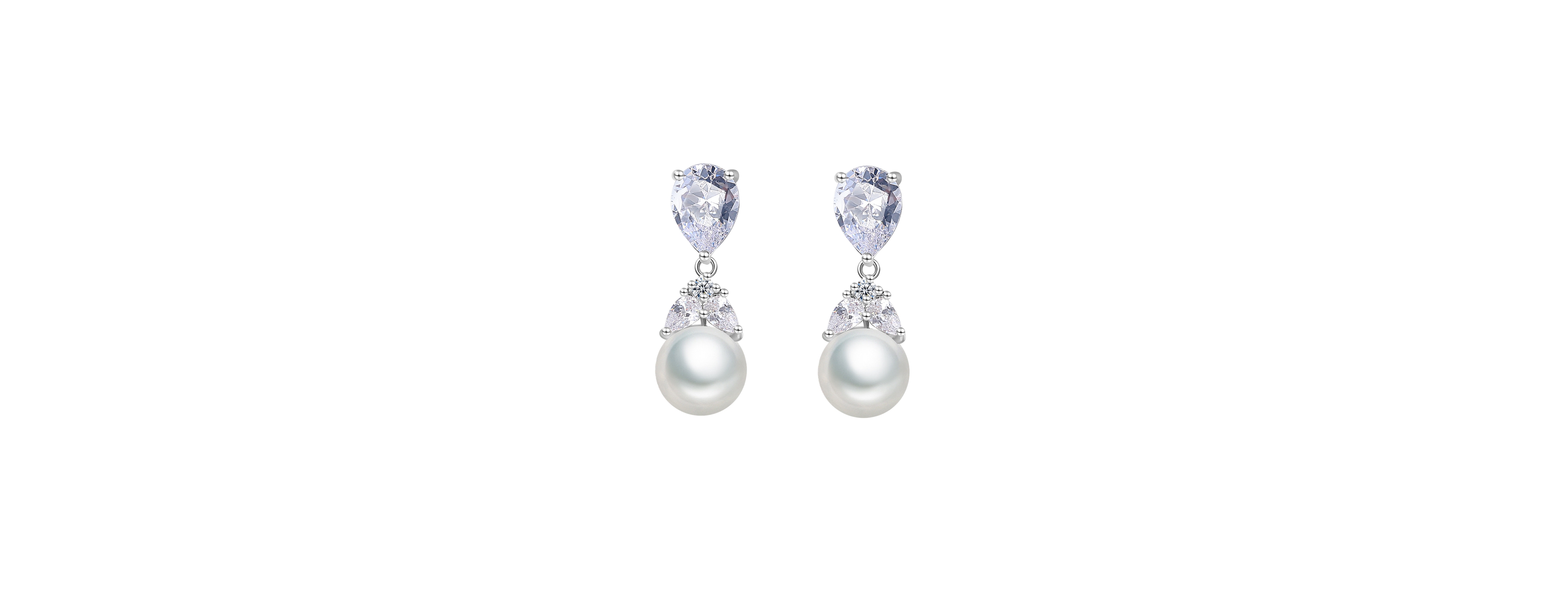 Untamed Petals Crystal and Faux Pearl Silver-Tone Lumi Drop Earrings