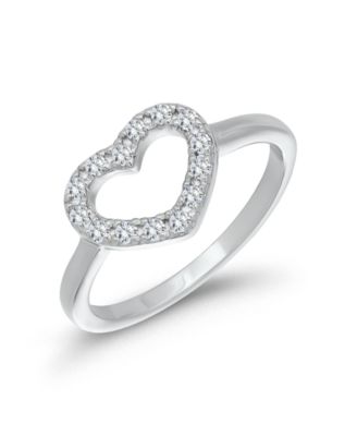 Cubic Zirconia Silver-Tone Heart Ring