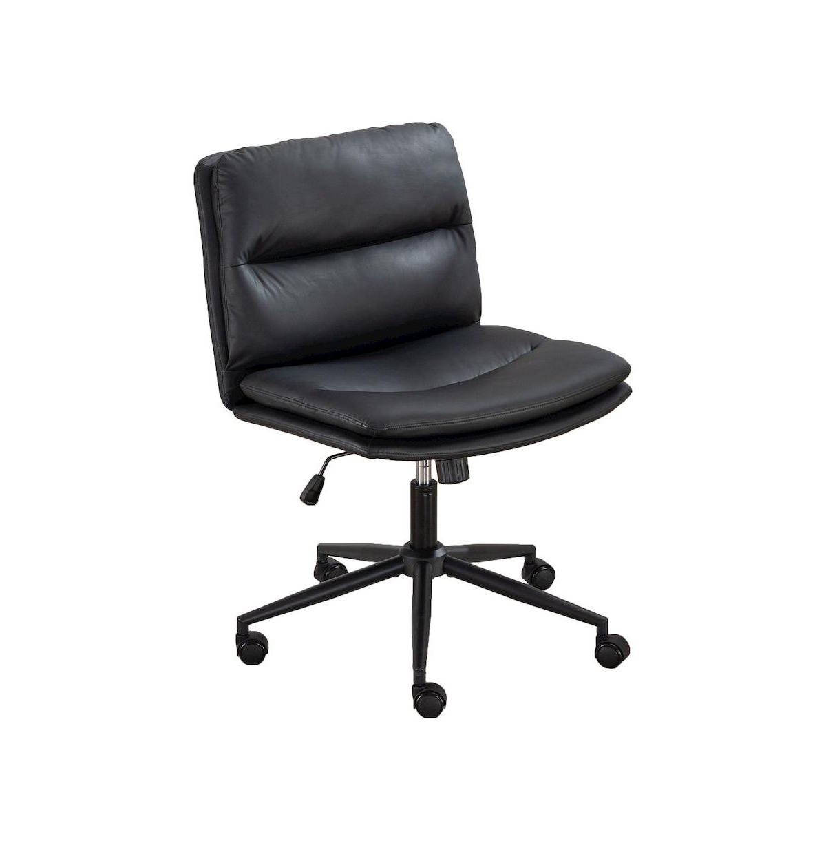 Roundhill Furniture Bizerte Adjustable Swivel Criss Cross, Wide Seat Office or Vanity Chair - Black