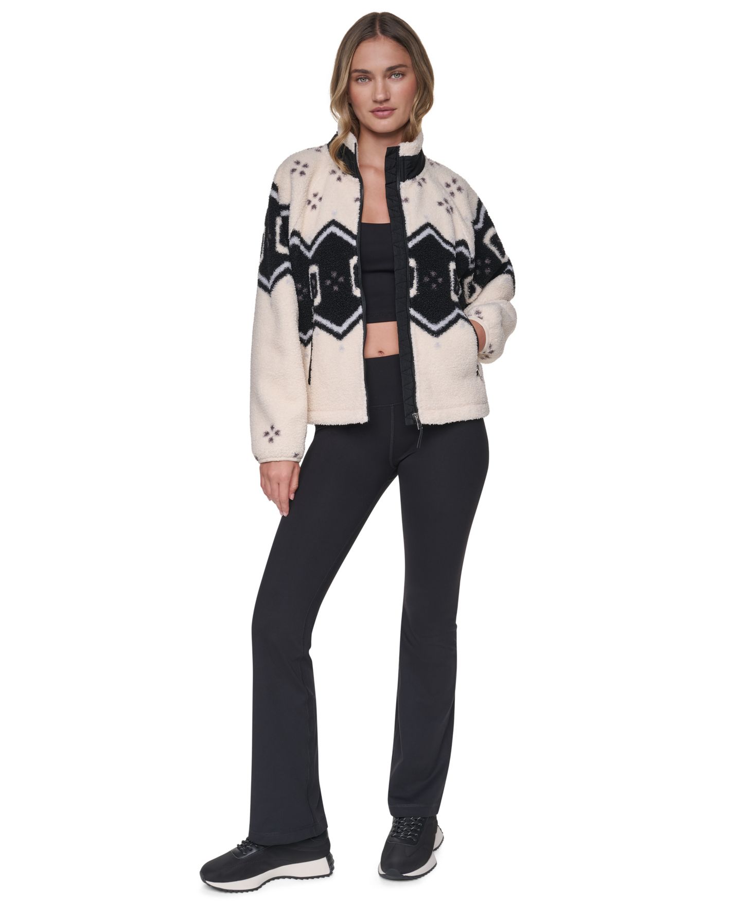 Женская куртка DKNY Sport Beacon Sherpa Placement-Print Mock Neck, цвет: Сливочный — фото 6