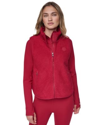 Women's Sherpa Mock-Neck Jacket with Woven Piecing