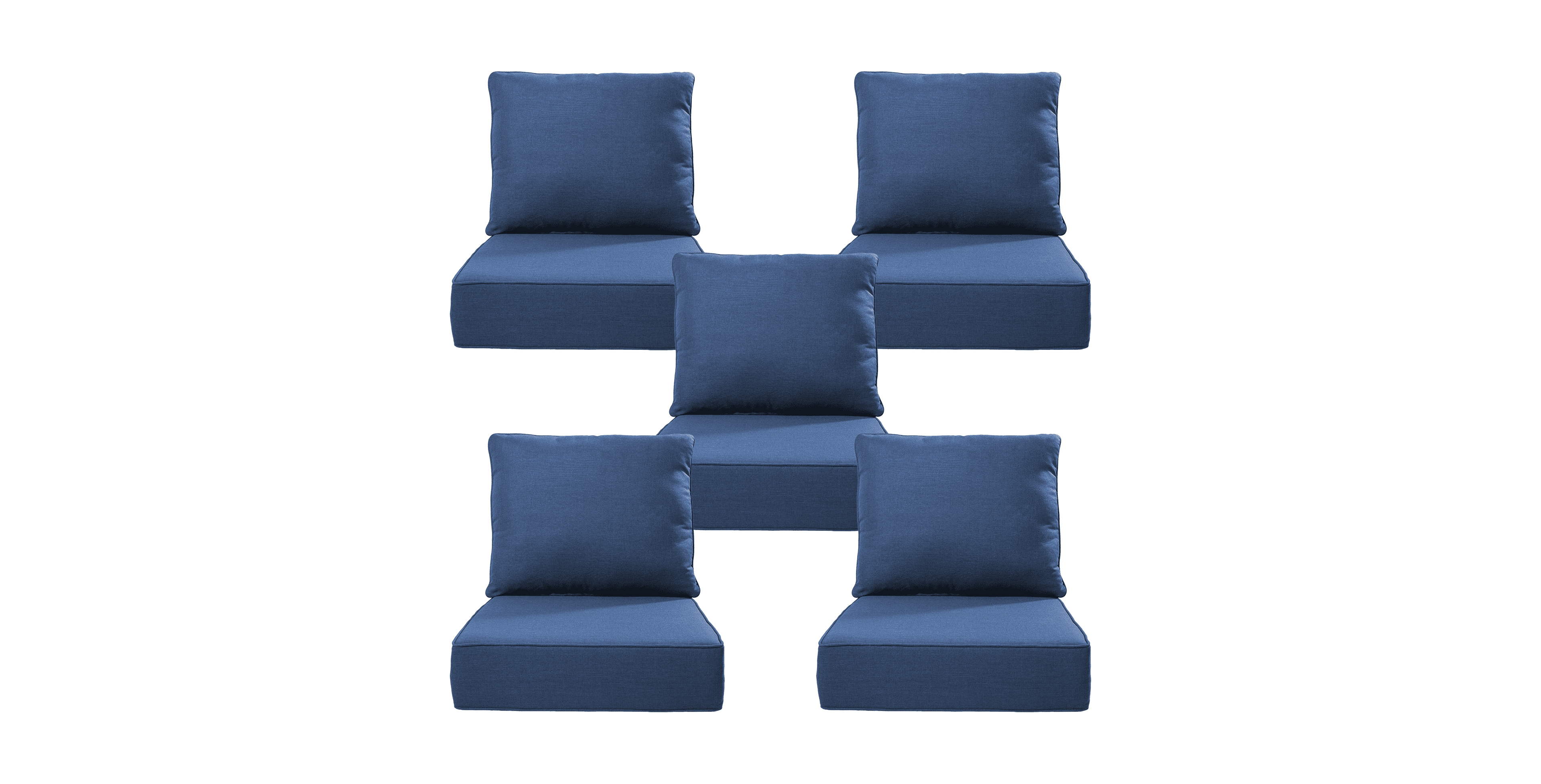 Bellefurn 24"x24"x6" Patio Thick Cushions and Pillows Set - Deep Seat Indoor/Outdoor Water and Fade Resistant