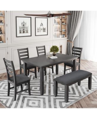 Streamdale 6-Piece Rustic Wood Dining Set with Bench