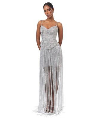 Women's Olisa Beaded Peplum Tassel Maxi Dress