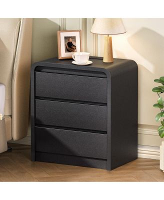 Modern 3-Drawer Wood Nightstand with Charging Station and USB Ports