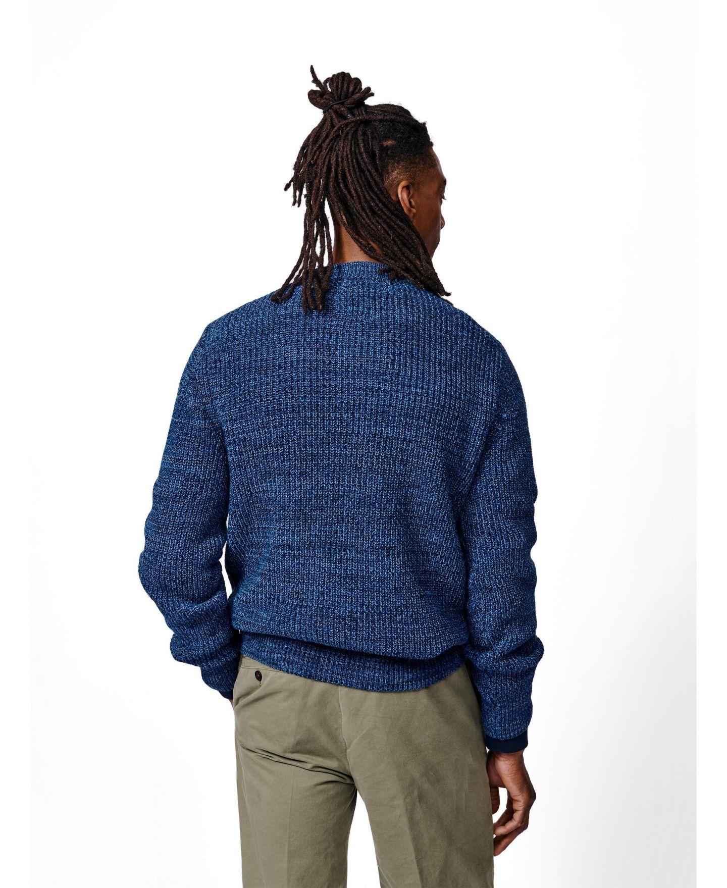 Мужской свитер Aubin Martin Ribbed Long-Sleeve Crew-Neck, цвет: Синий — фото 3