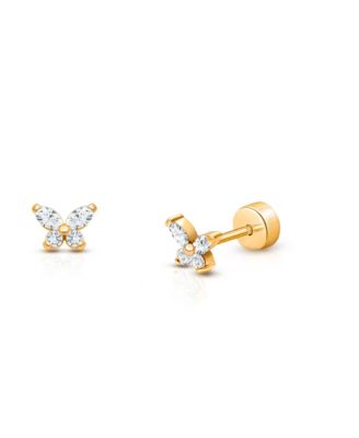 Butterfly Shimmer Screw-Back Hypoallergenic 14K Gold Studs