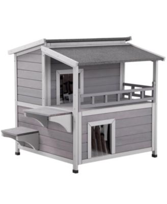 Wooden Cat House Indoor or Outdoor Cat Shelter