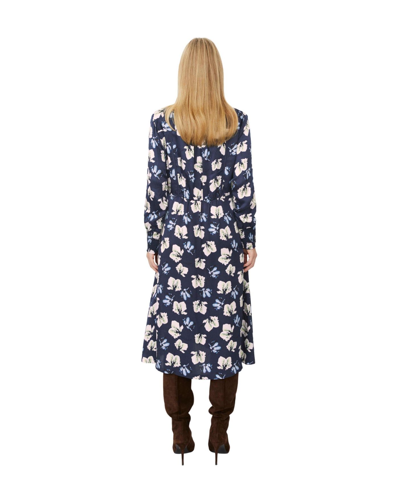 Женское платье Masai Copenhagen Manolivienne Floral-Print Long-Sleeve Button-Front Midi, цвет: Тёмно-синий — фото 2